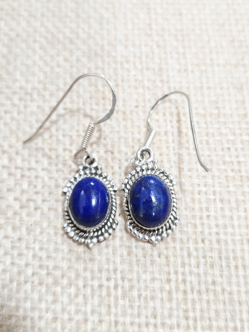 Silver Drop Earrings with Blue Lapis Lazuli Stone